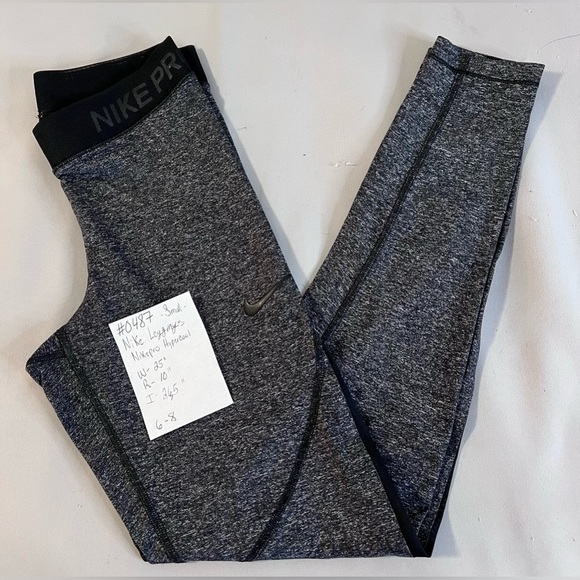 Women's Nike Pro Hypercool Tight Fit‎ Tights Sz S Heather Black Gym Casual Pants - Picture 10 of 11